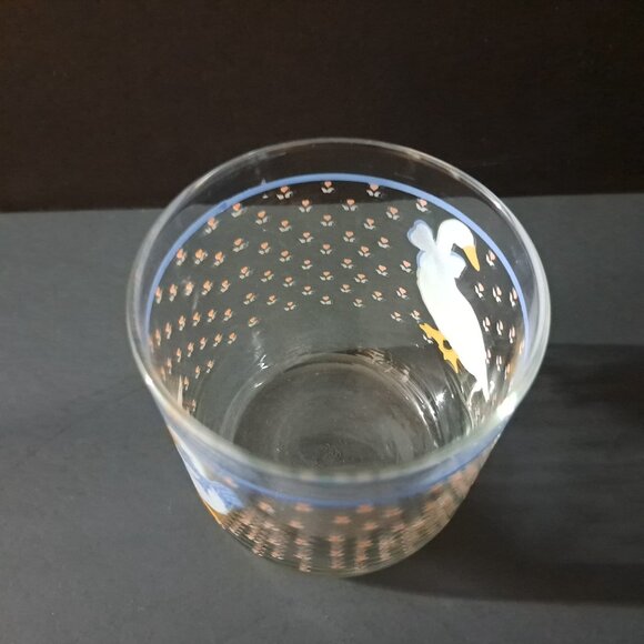 Libbey Country Goose Glass Tumbler 1980s Blue Bow Tulips 3 3/8" Vintage USA - Picture 9 of 14